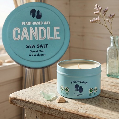Hand sea salt candle - hand,
